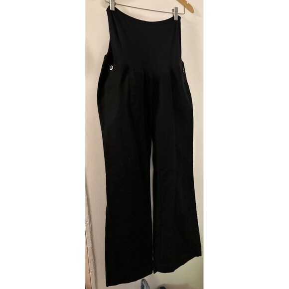 Gap Maternity Black Pants Hip Slung Fit SZ 12 Cotton Nylon Blend Wide Leg Flare - Picture 1 of 8
